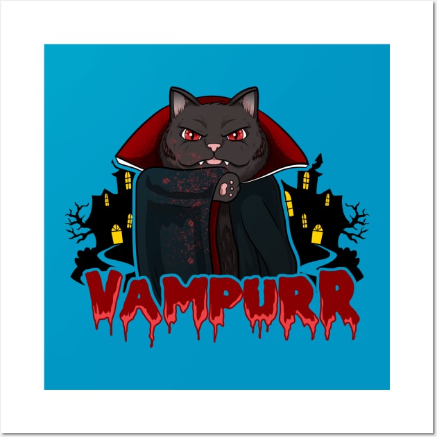 cat vampire halloween Wall Art by the house of parodies
